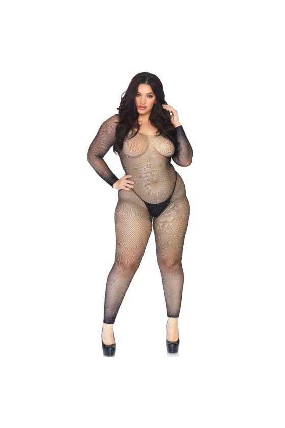 LEG AVENUE - CRYSTALIZED NET BODY STOCKING 1X-2X