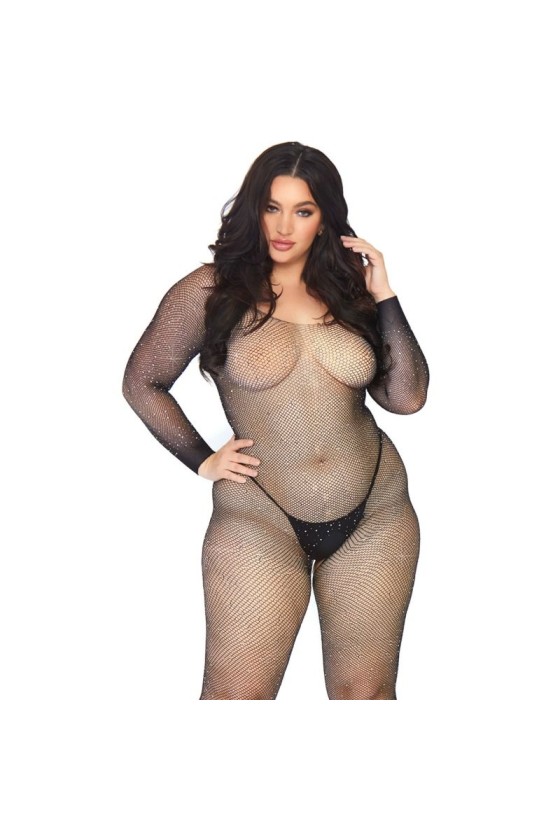 LEG AVENUE - CRYTALIZED NET BODY STOCKING 1X-2X