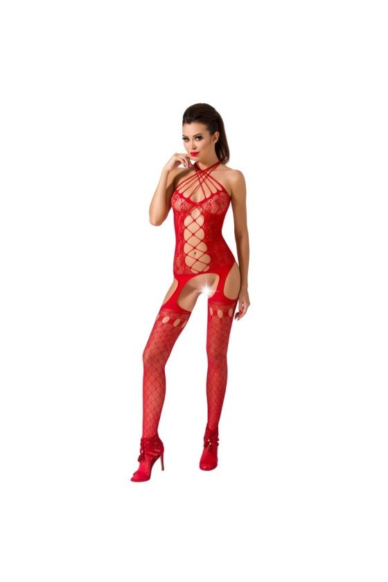 PASSION WOMAN BS056 BODYSTOCKING RED ONE SIZE