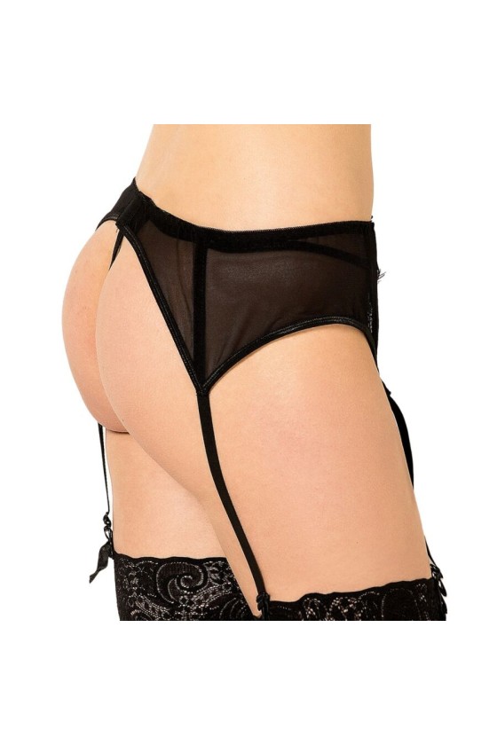 QUEEN LINGERIE - THONG WITH BLACK LACE GARTER S/M