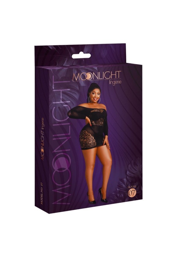 MOONLIGHT - MODEL 7 LONG SLEEVE DRESS BLACK PLUS SIZE