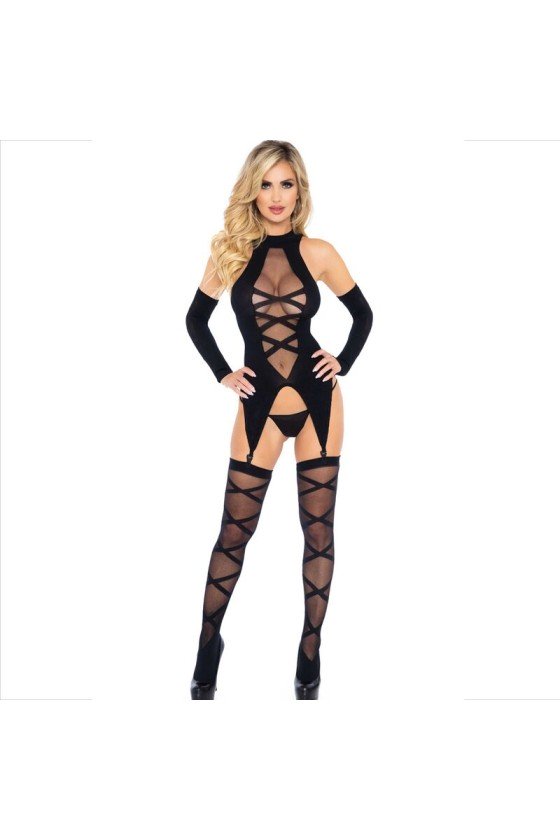 LEG AVENUE - SET 3 PIECES BODY + STOCKINGS + SLEEVES