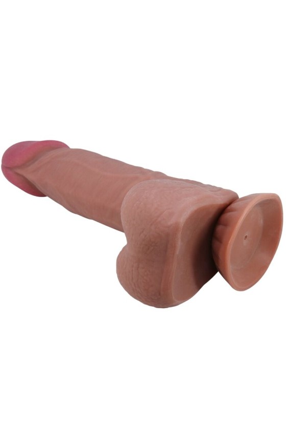 PRETTY LOVE - SÉRIE SLIDING SKIN GODE RÉALISTE AVEC VENTOUSE COULISSANTE PEAU BRUN 21,8 CM