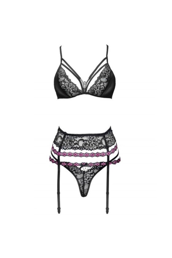 LIVCO CORSETTI FASHION - SNEHANA LC 90443 SOUTIEN-GORGE + JARRETIÈRE + CULOTTE NOIR