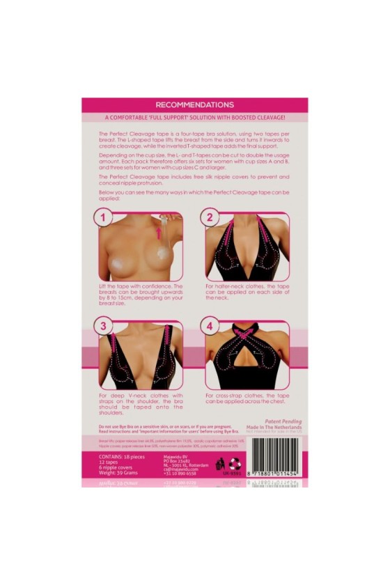 BYE-BRA - ENHANCEMENT TAPE + FREE NIPPLE COVERS CUP A-F