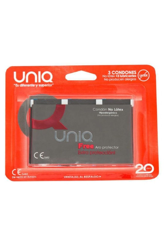 UNIQ - FREE LATEX FREE CONDOMS WITH PROTECTIVE RING 3 UNITS