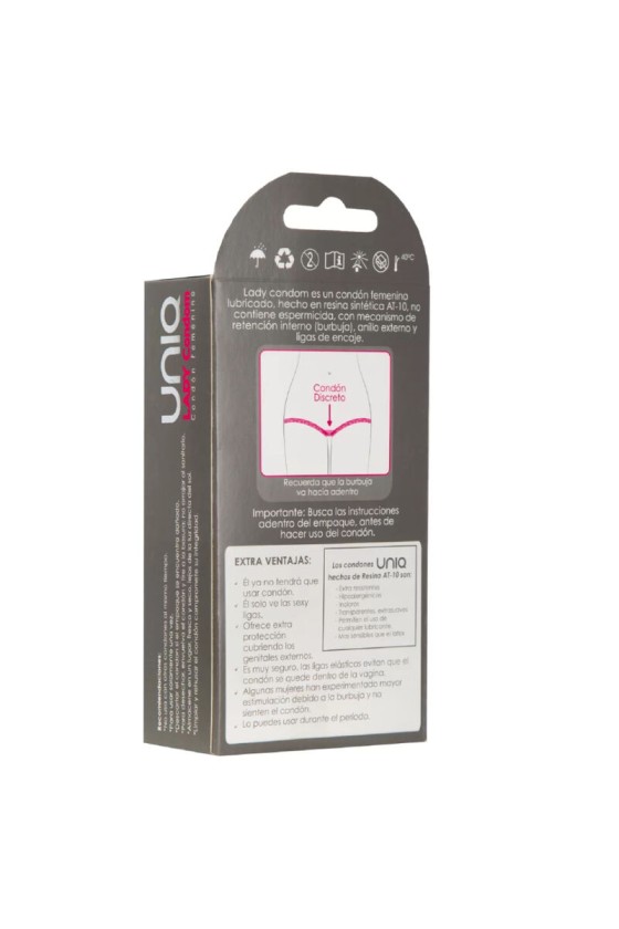 UNIQ - LADY CONDOM PRESERVATIVO FEMMINILE SENZA LATTICE CON CINGHIA DI LEGGENDA 3 UNITÀ