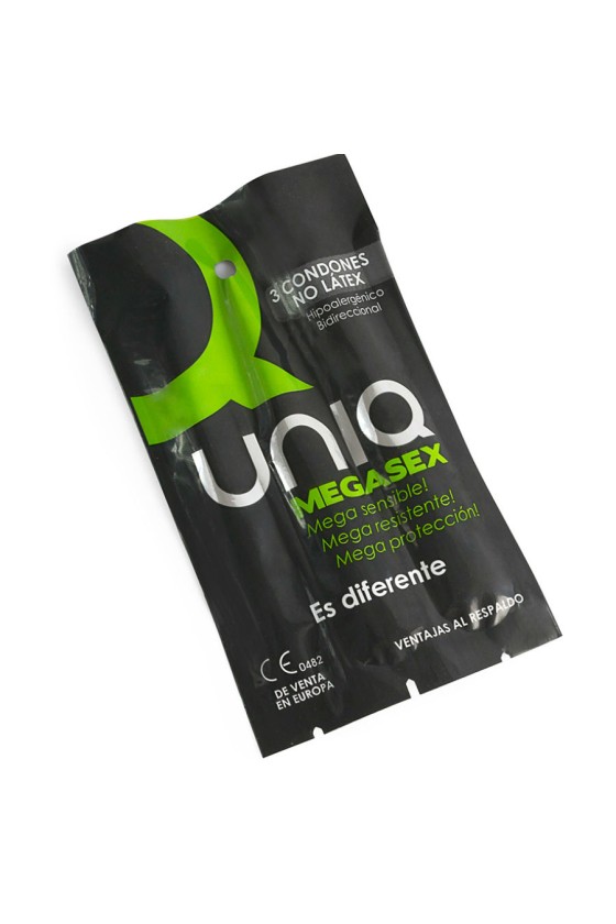 UNIQ - PRÉSERVATIFS SENSIBLES SANS LATEX MEGASEX 3 UNITÉS