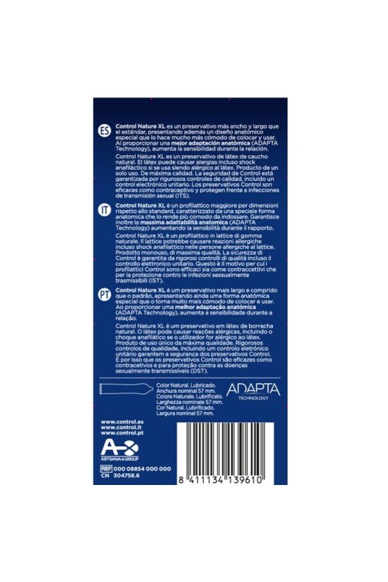 CONTROL - ADAPTA NATURE XL CONDOMS 12 UNITS