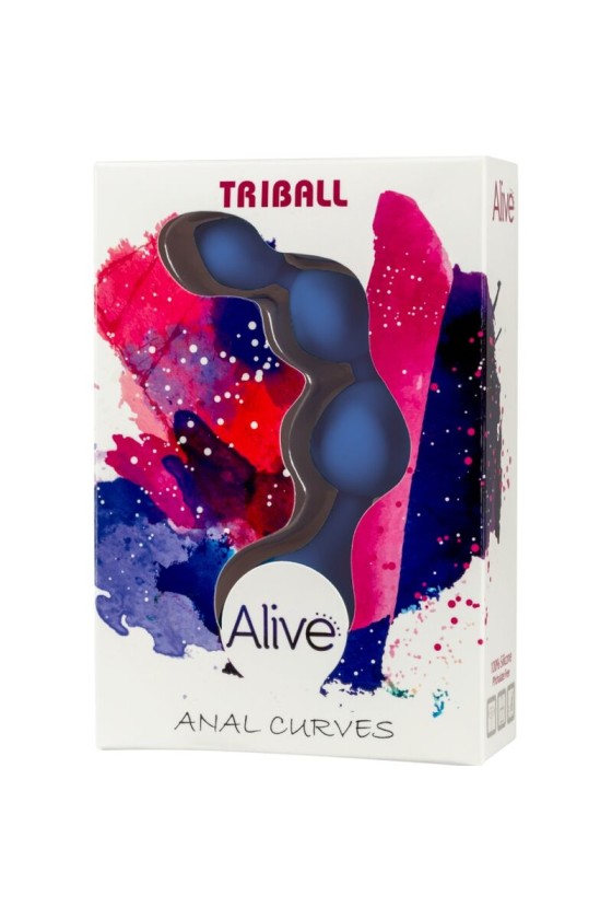 ALIVE - BOLAS ANALES DE SILICONA AZUL TRIBALL 15 CM