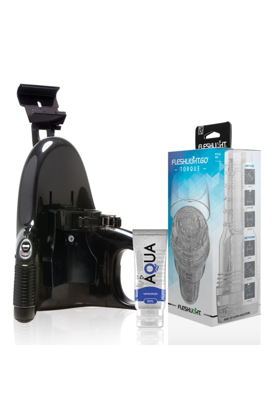 FLESHLIGHT - GO MASTURBADOR TORQUE ICE + LANCEMENT UNIVERSEL + LUBRIFIANT DE QUALITÉ AQUA 50 ML