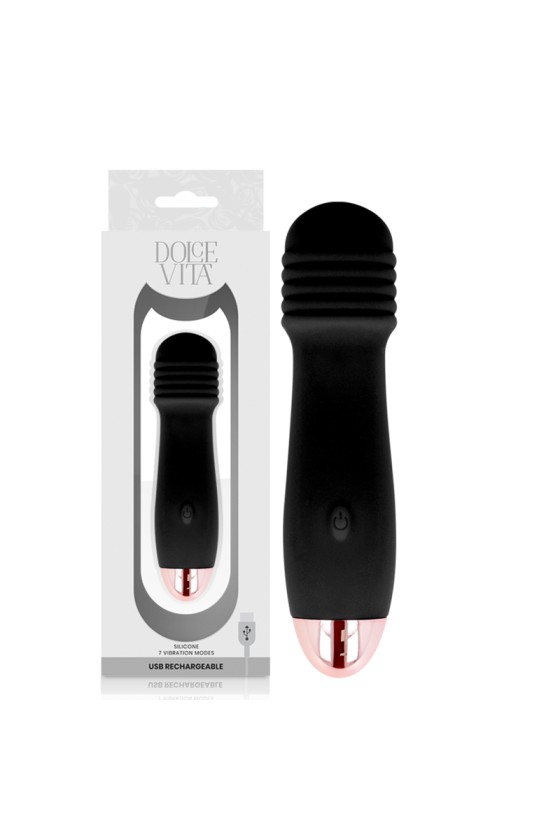 DOLCE VITA - AUFLADBARER VIBRATOR DREI SCHWARZ 7 GESCHWINDIGKEIT