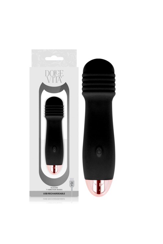 DOLCE VITA - VIBRATEUR RECHARGEABLE TROIS NOIR 7 VITESSES