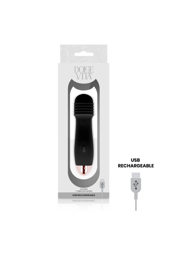 DOLCE VITA - AUFLADBARER VIBRATOR DREI SCHWARZ 7 GESCHWINDIGKEIT