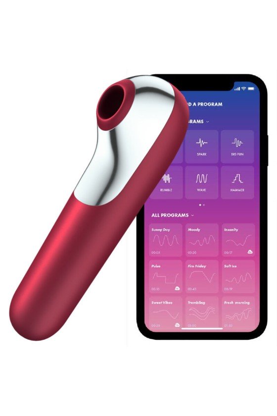 SATISFYER - VIBRATEUR ET ASPIRATION DUAL LOVE AVEC AIR PULSÉ ROUGE