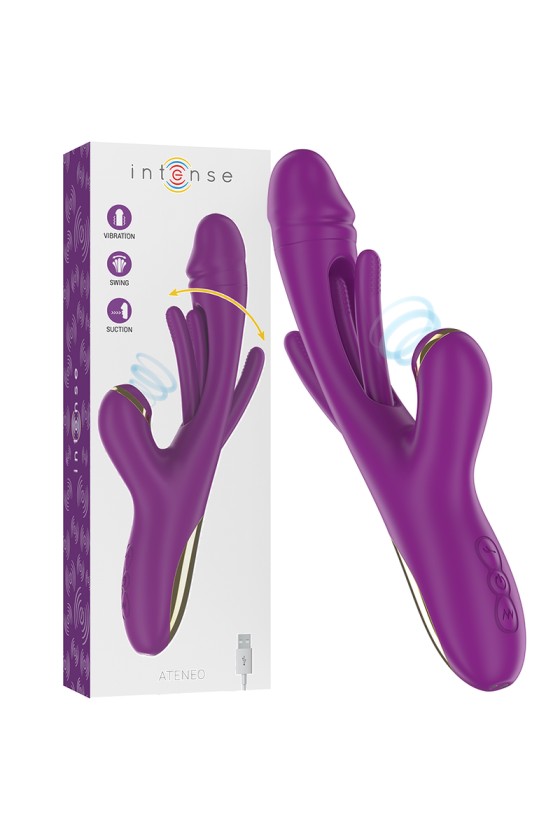 INTENSE - ATENEO RECHARGEABLE MULTIFUNCTION VIBRATOR 7 VIBRATIONS WITH SWINGING MOTION AND SUCKING PURPLE