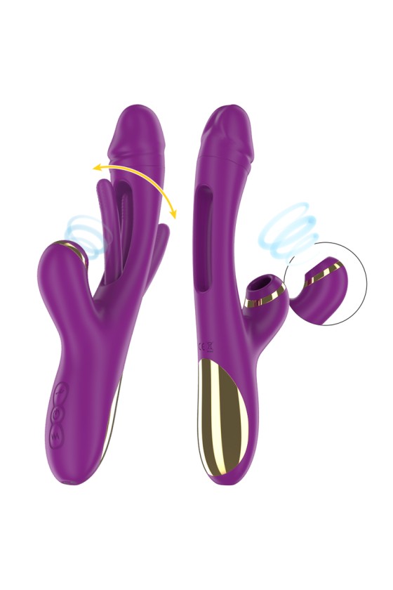 INTENSE - ATENEO RECHARGEABLE MULTIFUNCTION VIBRATOR 7 VIBRATIONS WITH SWINGING MOTION AND SUCKING PURPLE