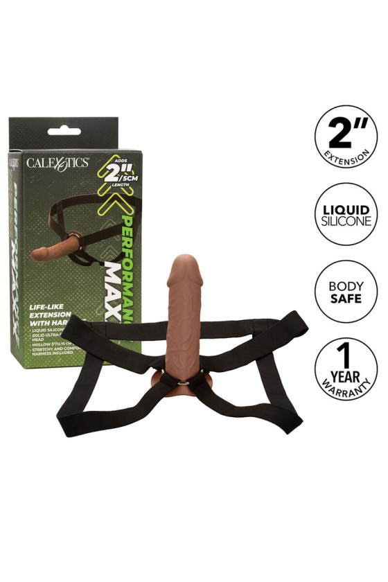 CALIFORNIA EXOTICS - PERFORMANCE MAXX LIFE-LIKE EXTENSION WITH HARNESS BROWN SKIN