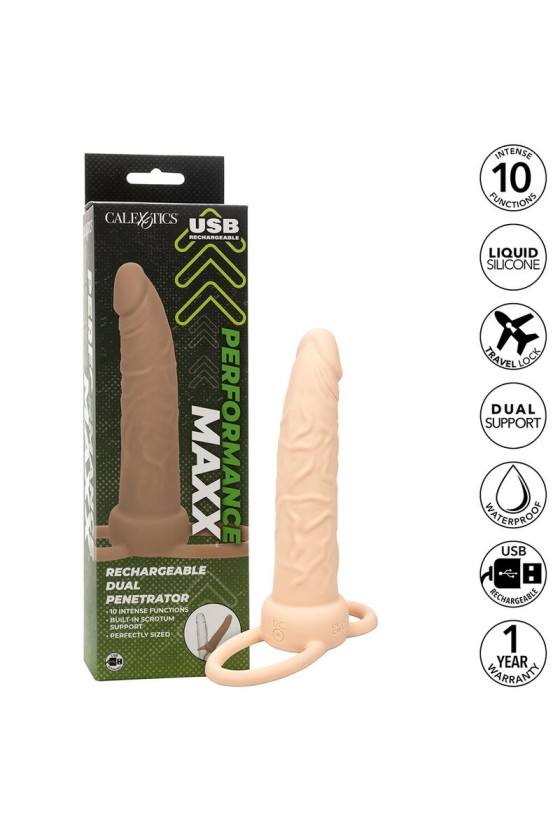 CALIFORNIA EXOTICS - PERFORMANCE MAXX RECHARGEABLE DOUBLE PÉNÉTRATEUR PEAU CLAIRE