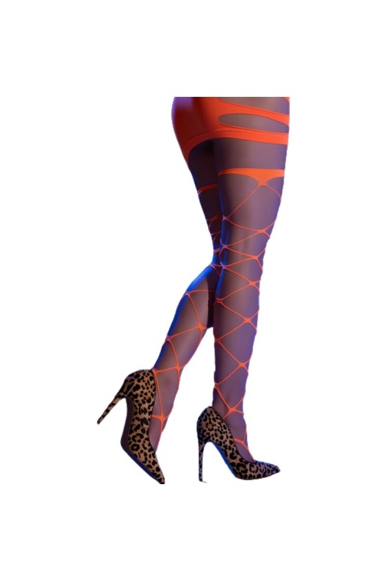 CHILIROSE - CR 4706 CABARET TIGHTS ORANGE S/M