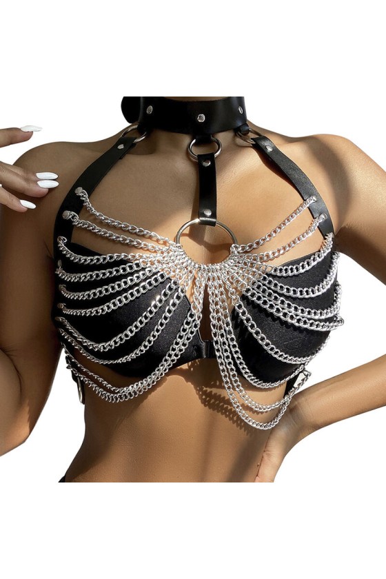 SUBBLIME - CHEST HARNESS WITH BIG RING CHAINS ONE SIZE