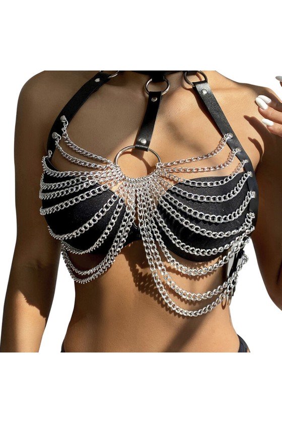 SUBBLIME - CHEST HARNESS WITH BIG RING CHAINS ONE SIZE