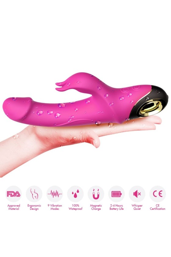 ARMONY - MEDIDOR DILDO VIBRADOR CONEJO ROTADOR FUCSIA