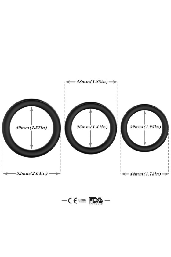ARMONY - ANEL TRIPLO DE SILICONE PRETO
