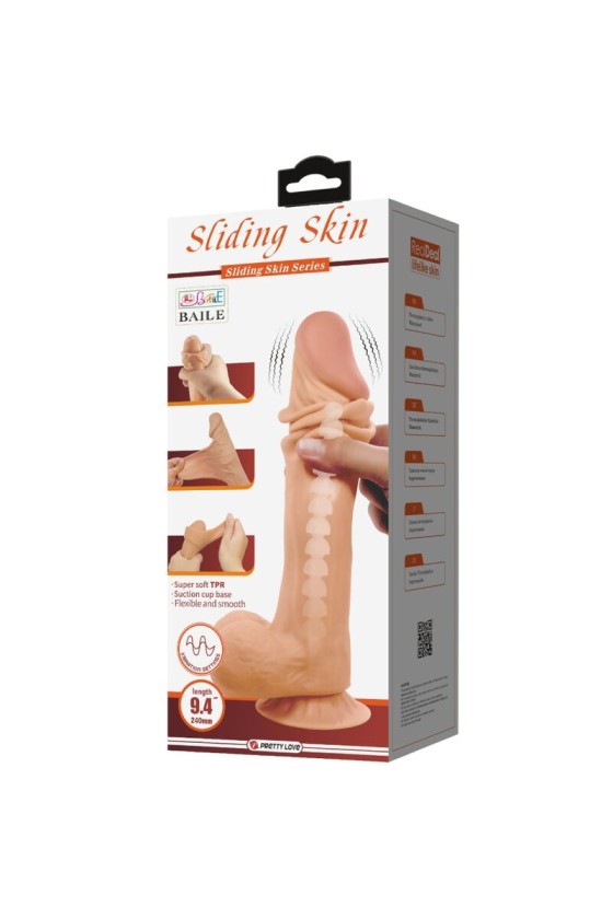 PRETTY LOVE - SLIDING SKIN SERIES DILDO REALISTA CON VENTOSA PIEL DESLIZANTE CARNE 24 CM