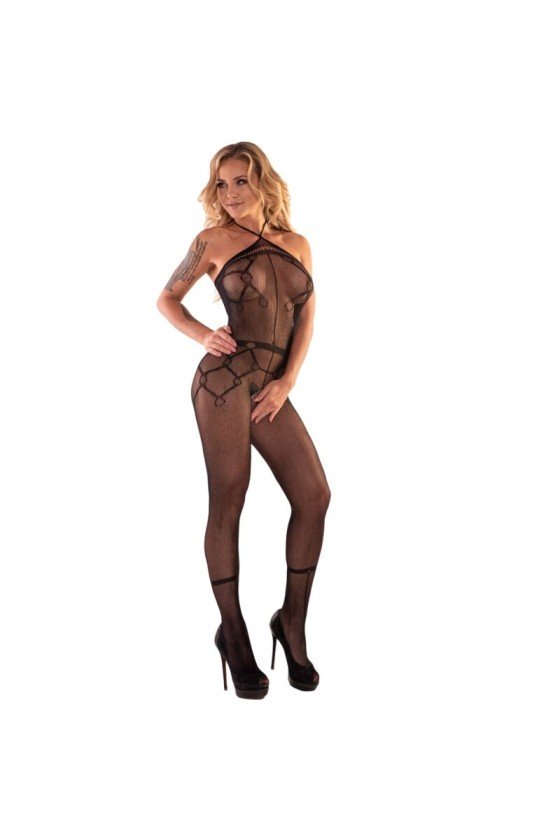 LIVCO CORSETTI FASHION - HACINT LC 17342 BODYSTOCKING CROTCHLESS NERO TAGLIA UNICA