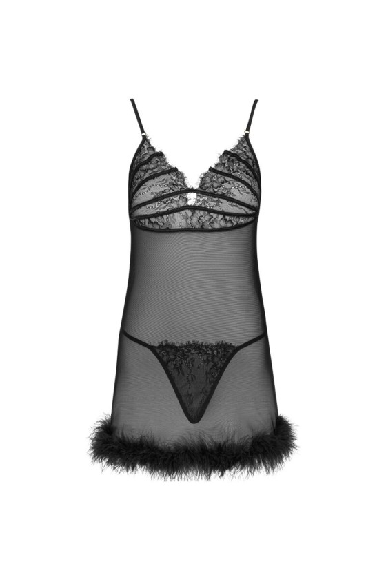 LIVCO CORSETTI MODA - Conjunto ZERUNAM Babydoll + Tanga Negro