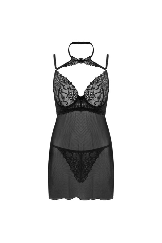 LIVCO CORSETTI FASHION - BINELLA SET BABYDOLL + THONG BLACK