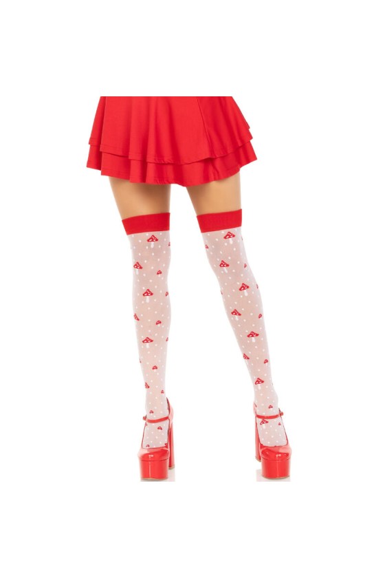 LEG AVENUE - CALCETINES ALTOS MUSHROOM ROJO/BLANCO