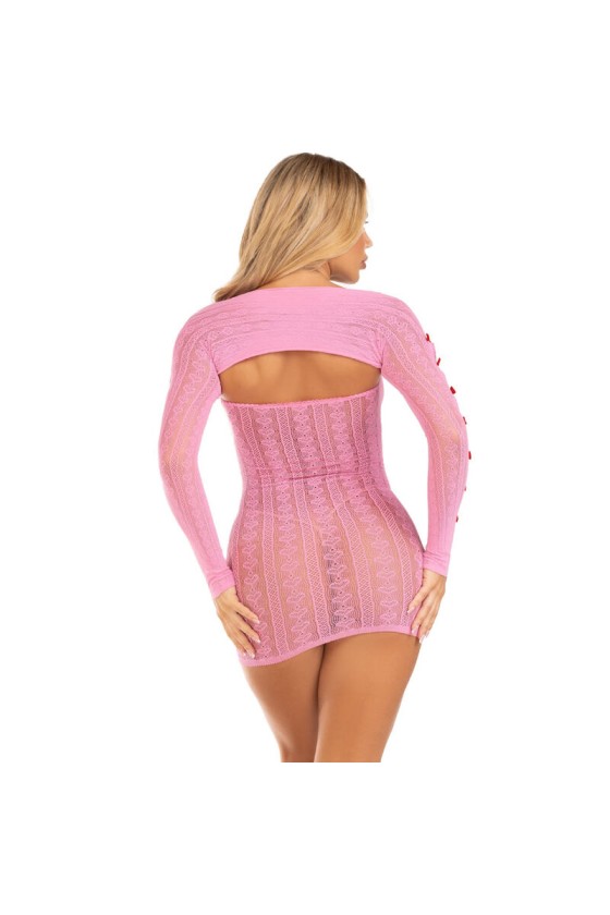 LEG AVENUE - ROBE COEUR  NOEUDS ROSE TAILLE UNIQUE