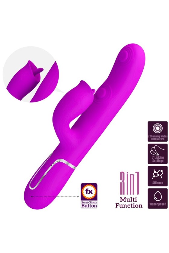 PRETTY LOVE - KANINCHENVIBRATOR MIT LECKENDEM FUCHSIA