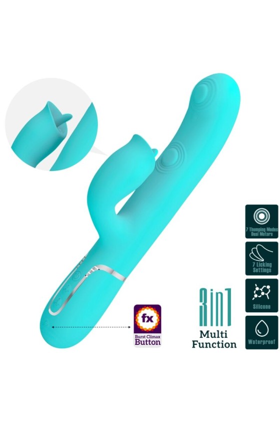 PRETTY LOVE - KANINCHENVIBRATOR MIT LECKENDEM AQUAGRÜN