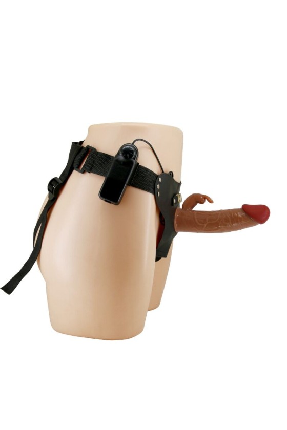 PRETTY LOVE - MARION HARNAIS SLIP UNIVERSEL AVEC DILDO VIBRANT 19 CM MARRON