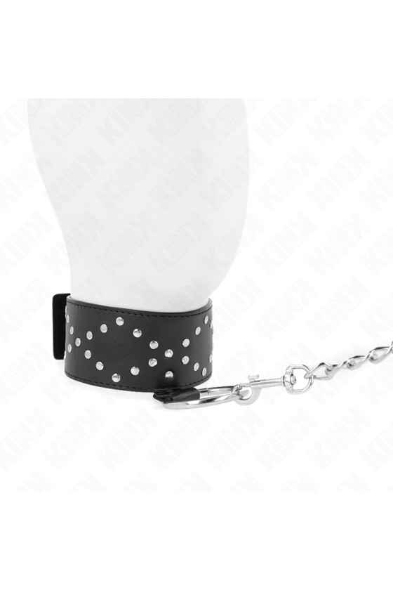 KINK - COLLANA 65 CM CON GUINZAGLIO CON BORCHIE ARGENTO MODELLO 3 REGOLABILE 36-43 CM X 5 CM