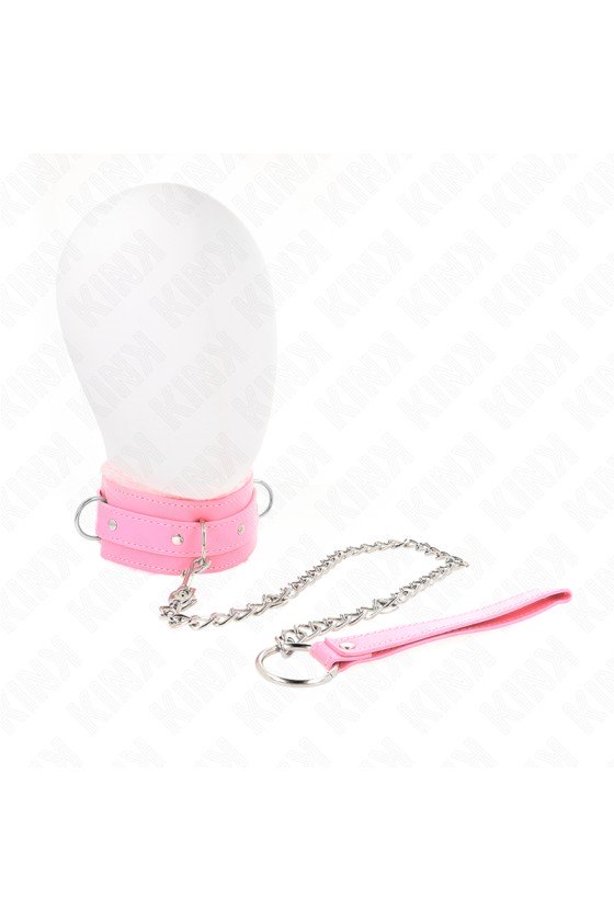 KINK - COLLAR WITH LEASH 65 CM WITH RESTRICTIONS PINK 36-42 CM X 5.5 CM