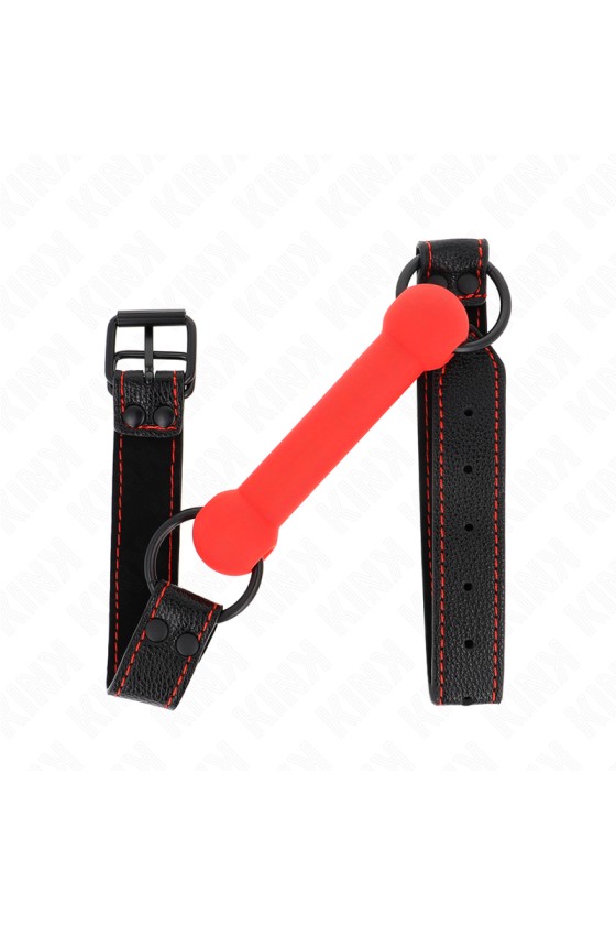 KINK - BONE GAG WITH LEATHERETTE STRAP RED ADJUSTABLE 41-57 CM