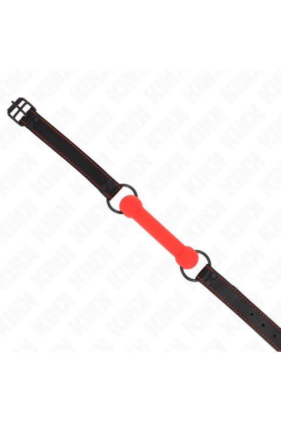 KINK - GAG EN OS AVEC SANGLE EN CUIRETTE ROUGE AJUSTABLE 41-57 CM