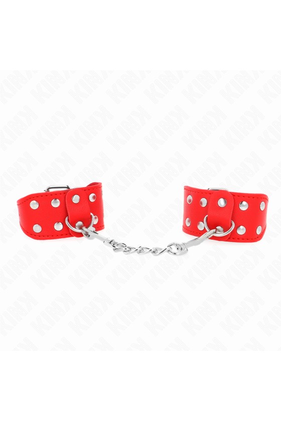 KINK - BRACCIALI CON DOPPIA LINEA DI BORCHIE REGOLABILI ROSSO