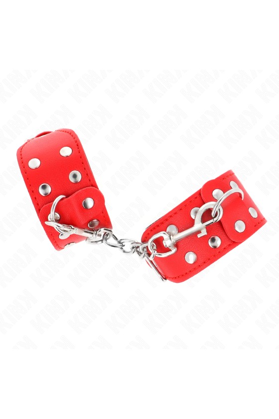 KINK - BRACCIALI CON DOPPIA LINEA DI BORCHIE REGOLABILI ROSSO