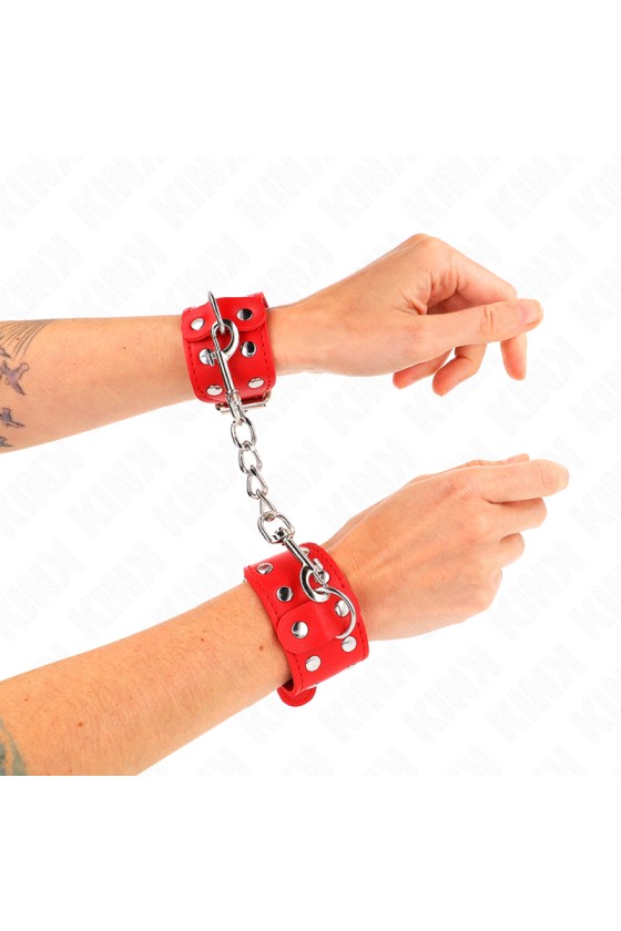 KINK - WRISTBANDS WITH DOUBLE LINE OF ADJUSTABLE STUDS RED