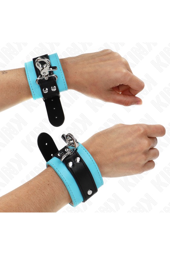 KINK - PREMIUM LOCKABLE WRIST RESTRAINTS BLACK / BLUE ADJUSTABLE 21-28 CM X 5.5 CM