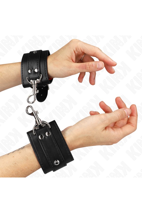 KINK - ABSCHLIEßBARE DUNGEON HANDGELENKSFESSELN SCHWARZ VERSTELLBAR 21-28 CM X 5,5 CM