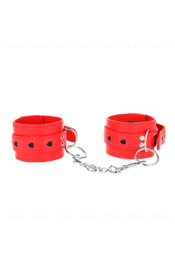 KINK - POLSO ROSSO CON INTARSIO A CUORE NERO REGOLABILE 21-28 CM X 5,5 CM