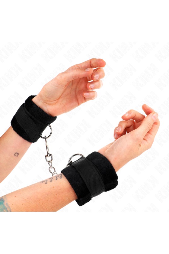 KINK - BEGINNER FUR HAND CUFFS BLACK 30 X 7 CM