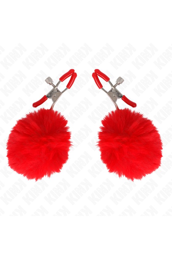 KINK - PINZA PER CAPEZZOLI CON SFERA IN ECOPELLICCIA ROSSO 6 CM