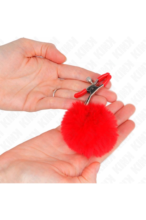 KINK - PINZA PER CAPEZZOLI CON SFERA IN ECOPELLICCIA ROSSO 6 CM